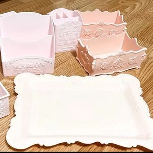 5 pc set of organizers pink Paris girly themed